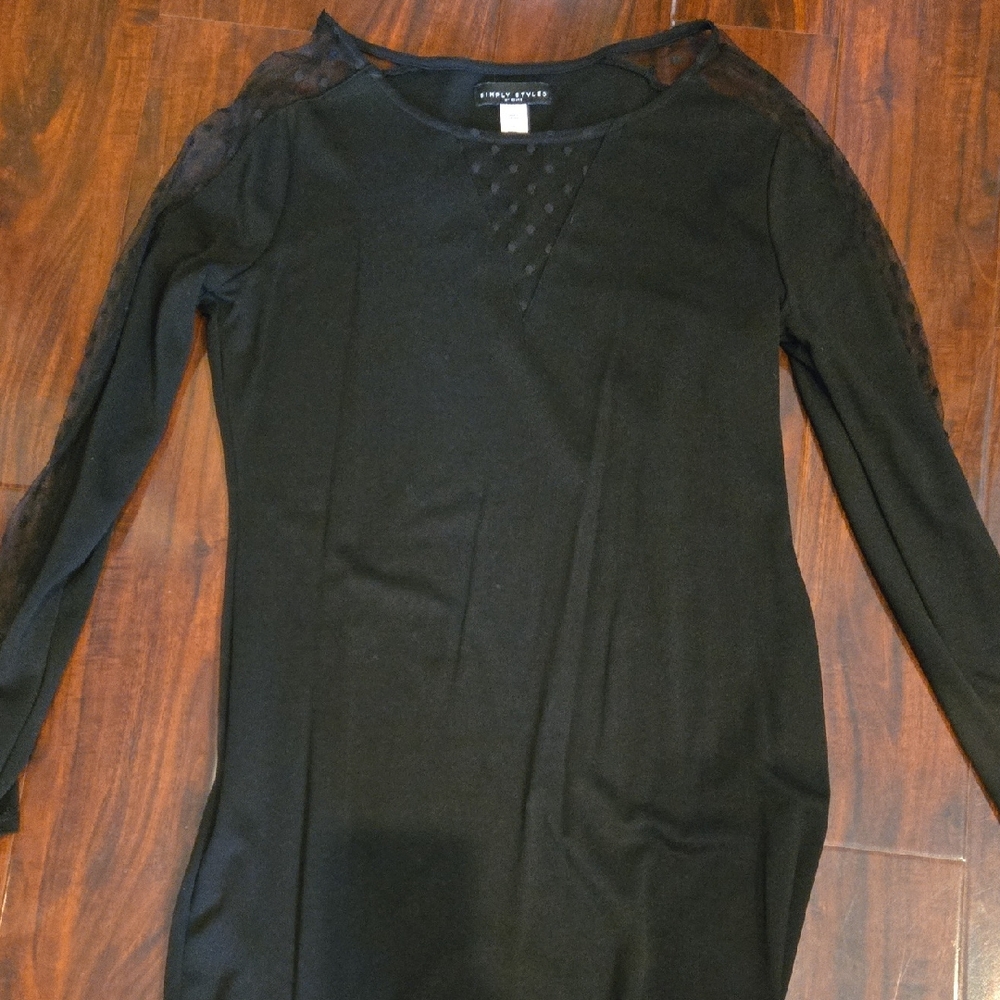 Black Long Sleeve Dress with Sheer Accents